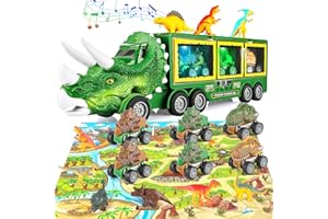Dinosaure Jouet Camion Transporteur de Voiture Enfant avec 6 Dinosaure Figurine et Voitures Jouet Garcon 21 en 1 Interactif Dinosaure Jeu avec Sons et Lumières Cadeau pour Enfant Ado 3 4 5 6 7 8 9 Ans
