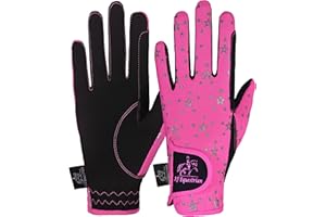 AFE Guantes Unisex para niños y niñas, Guantes de equitación, Guantes de equitación, Guantes Deportivos para Exteriores, Guantes de Ciclismo para niños, Color Negro, Azul, Rosa, diseño de Estrella