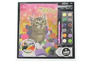 DIAMANTINY Level Up - Pets - Nice Group Creative Art, Diamond Painting Kit, crea el mosaico de Pets Gato Miau
