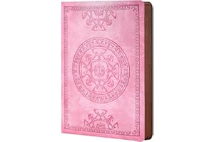 CAGIE Leather Vintage Journal for Women Soft Cover 256 Lined Pages Notebook 180 Lay Flat for Writing Travel Diary, 5.7'' x 8.3'', Pink