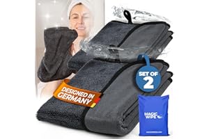 MAGIC WIPE Magicwipe® Bathroom Drying Cloth XXL (40×60 cm, 2 Pack) – Removes Limescale & Hard Water Stains in Seconds with Just Water – Streak-Free for Shower Glass & Tiles – Reusable Microfibre Cloth