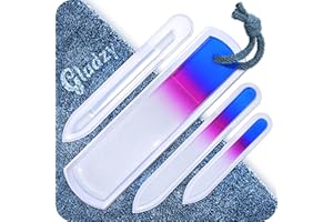 GLADZY Juego de Limas de Cristal Checo para Uñas - Lima de Callos, Empujador de Cutículas de Precisión, Doble Superficie de Granos Diferentes, Manicura y Pedicura, Cuidado de las Uñas y Nail Art Profesional