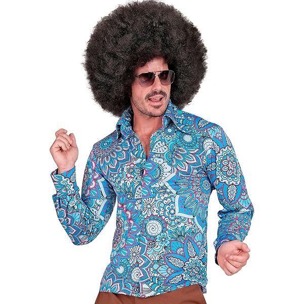 Meilicloth Hawaïhemd voor heren, hippiehemd, korte mouwen, zomer, 70s hemden, bloemenprint, vrijetijdsshirt, korte broek, party, disco, paisley, vakantie, strand, Hawaï, shirt, vrij van kreukels