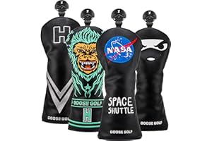 GOOSE GOLF Copri mazze da golf per Driver Legni e Ibridi – Compatibili con tutte le marche Chiusura elastica – Coperture premium – Cappucci con interno morbido e rotella di identificazione – Proteggono le mazze