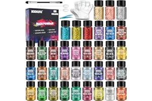 HXDZFX Mica Powder - 36 Colors Epoxy Resin Pigment Powder, Natural Mica Powder Dye for Epoxy Resin, Soap Making, Candle, Eye Shadow, Nail Polish, Lip Gloss, Blush, Cosmetics, Slime, Bath Bomb - 5g Each