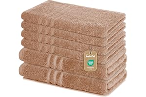 Lavea 6-teiliges Handtuchset aus 100% Baumwolle – Cappuccino, 4 Handtücher 50x100 cm & 2 Duschtücher 70x140 cm – Weich, saugstark & Oeko-TEX zertifiziert – Flauschiges Badehandtuch Set für Bad & Gäste