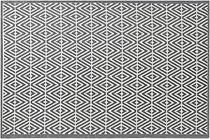 ‎JEMIDI JEMIDI Terrassenteppich Außenteppich wetterfest Balkonteppich Terrasse Balkon Outdoorteppich Teppich Garten Außen Outdoor Läufer Gartenteppich Outdoor (Anthrazit Raute)