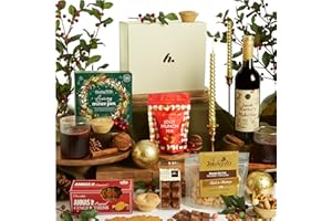 Festive Night In Gourmet Food & Mulled Wine Hamper – Christmas Hamper for Couples, Friends & Family with Luxury Mince Pies, Popcorn & Artisan Sweet Treats – Clearwater Hampers & Gourmet Gifts