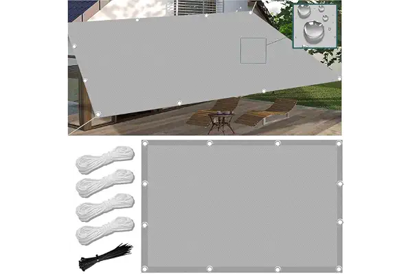 Toldo Vela de Sombra Rectangular 1.2x2M Impermeable Toldos Exterior Terraza Protección Rayos UV Resistente al Desgarro para Terraza Balcon Patio Exteriores Jardín con Ojales y Cuerdas de Fijación