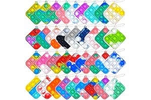 Yeefunjoy 36 Pezzi Mini Portachiavi in Silicone, Portachiavi in Silicone, Mini Giocattolo Portachiavi in Gomma Arcobaleno, Giochi di Logica Tattile per Bambini con Autismo