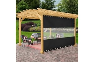 Covers & All Outdoor Clear Panel Curtain, 18 Oz Tarp Tuff Waterproof & UV Resistant Material with Rustproof Grommets, Multi-Purpose Ideal for Outdoors/Indoors (8' H x 7' W feet, Black)