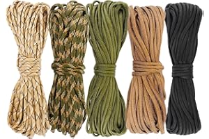 CAUTIOUS 5 sztuk 10 metrów linka spadochronowa Paracord, nylonowa, 4 mm, 7 żył rdzeniowych, 5 kolorów, linka spadochronowa, paracord, do użytku na świeżym powietrzu, na kemping (wytrzymałość na