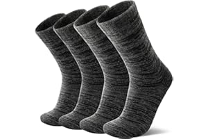 MOSEY KOSY 4 Pares de Calcetines de Lana Merino para Caminar y Senderismo Cálidos Extra Grosos Térmicos Cómodos con Corte Alto para Trabajo para Mujer y Hombre