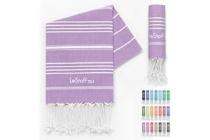 LeStoff tradycyjny ręcznik hammam ręcznik plażowy ręcznik kąpielowy ręcznik do sauny ręcznik prysznicowy ręcznik spa sport joga podróż 100% bawełna organiczna. Trwałe, naturalne, miękkie i wstępnie prane. (50 x 100 cm, Lilac)