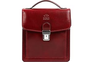 Time Resistance Leather Small Briefcase for Men Brown Crossbody Bag