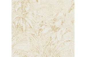 A.S. CRÉATION Livingwalls 395601 Papel pintado beis y blanco, dibujo de selva, floral, con discreto efecto metalizado, dorado, 10,05 m x 0,53 m