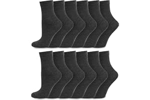 SocksMad Kids Ankle School Socks - 12 Pairs Cotton Rich, Sizes UK 9-12, 12½-3½, 4-5½ (11-13y - 4-5½,) Soft & Breathable, Durable & Comfortable, Elasticated Secure Fit - Ideal for Back to School