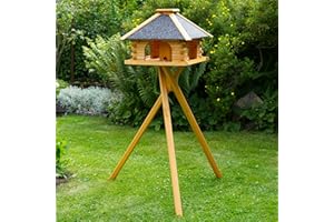 DSH DEKO SHOP HANNUSCH Deko-Shop-Hannusch Vogelhaus mit Ständer, Vogelhäuschen, sehr stabil, imprägniert, mit Strukturputzdach, Futterhaus