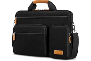 DOMISO Sacoche Ordinateur Portable 17,3 Pouces - Sac Messager Professionnel Résistante à l'Eau et Anti-Choc pour PC Portable 17-17,3" (Dell, HP, Lenovo, Acer, MSI, ASUS) - Noir+Marron
