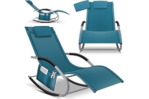 KESSER® Chaise Longue Couchage Relax Transat Suspendu | Chaise Longue de Jardin | Chaise de Jardin | Chaise Pliante Pliable | Chaise Longue | Fauteuil à Bascule | Fauteuil Relax, petrolbleu