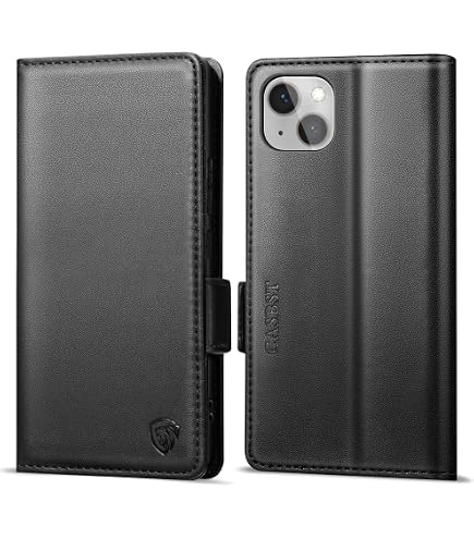IPhone 15 Lederhülle – Flip Case Mit Kartenfach, Standfunktion & 360°-Schutz, Schwarz
