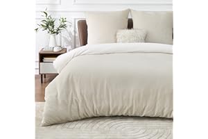 ‎BEDSURE BEDSURE Flauschige Bettwäsche 200x200 Beige - Winter Bettbezug Fleece mit 2 Kissenbezüge 80x80 cm, Warme Bettwäsche-Sets mit Reißverschluss, Kuschel Waffelpique Winterbettwäsche für Doppelbett