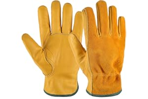 EINSKEY Gardening Gloves for Men Women, Tough Thorn Proof Leather Safety Work Gloves, Heavy Duty Rigger Protective Gloves with Strong Grip for Garden Yard Mechanic Welding
