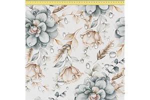 DreamRoots Tessuto impermeabile al metro 160 cm Larghezza - Stoffa al metro impermeabile 220 g/m2 600D - Cuscino esterno - Stoffe a metro Winter Roses 1M