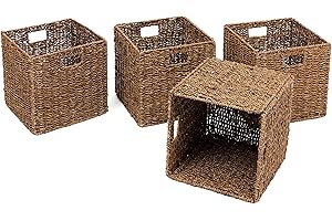 Trademark Innovations Cesta de almacenamiento plegable, 30,5 cm de largo x 30,5 cm de ancho x 30,5 cm de alto, marrón,