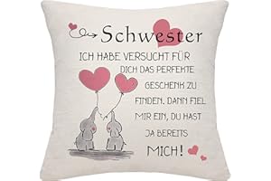 BOMMEX chwester Geschenk von Schwester Bruder Schwester Kissenbezug von Schwester Bruder Geschenk für Schwester, Geburtstagsgeschenk (Schwester)