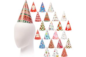 THE TWIDDLERS 24 Christmas Cracker Party Hats in Assorted Festive Designs, Xmas Hats for Kids & Adults - Christmas Party Hat, Photo Props for Xmas Parties Costume Accessories - 20cm x 15cm