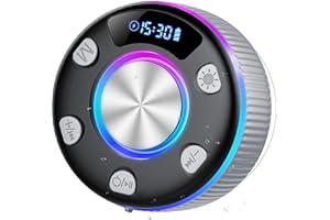 PRSCFUM Cassa Doccia Bluetooth 5.3, Cassa Bluetooth Doccia con Luce RGB, IP7 Impermeabile Speaker con Ventosa, 8 Ore Stereo USB-C, Altoparlante Bluetooth Portatile per Bagno Piscina Feste, Grigio