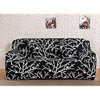 House of Quirk Universal Sofa Cover Big Elasticity Cover for Couch Flexible Stretch Sofa Slipcover (Black Branch, Double…
