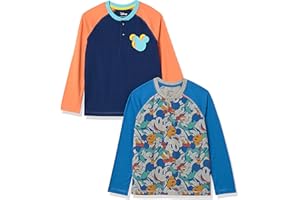 Amazon Essentials Disney | Marvel | Star Wars T-Shirt con Collo Serafino a Maniche Lunghe Bambini e Ragazzi, Pacco da 2