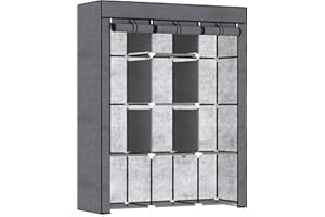 HOMCOM Armoire penderie Multi-Rangement - dim. 125L x 43l x 162,5H cm - Acier Noir Non tissé Gris