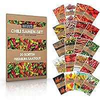 20er Chili Samen Set von Naturlie, 20 Sorten Chilisamen mild bis sehr scharf, Chili Set für Balkon, Garten, Gewächshaus…