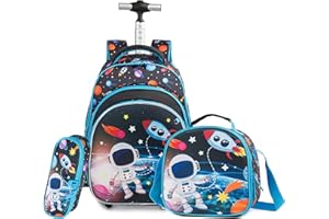 HTgroce Cartable a Roulette Fille Primaire, Cartables Licorne Scolaire Trolley Bag Sac à Dos avec roulettes Léger Cartable Ensemble de 3 Pcs Sac de Voyage pour L'école, Le Voyage, la randonnée.