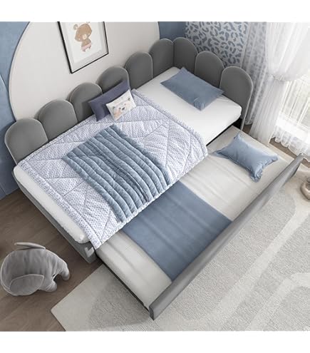 Lexiou L-Form Schlafsofa Mit Ausziehbett - 90/180x200cm Samt Sofabett Grau