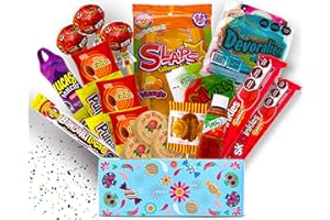 ‎MEXHAUS Mexikanische scharfe Süßigkeiten Box (Candy Box mit 32 Stück) - Süssigkeiten Box und Snack Box, Mexiko Geschenk Set für Geburtstag, Weihnachten, Partybox