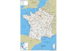 TIGER MOON Carte routière de la France - Papier plastifié - Format A1 - 59,4 x 84,1 cm