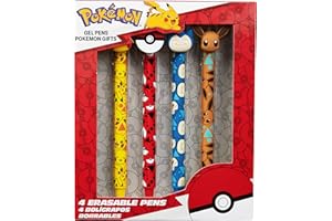 POKÉMON Pokemon Pens 0.6mm, Set of 4 Erasable Ballpoint Pens, Pikachu School Supplies & Stationery Set, Rollerball Pens with Blue Ink, Anime Gifts for Kids (Multi Pikachu & Eevee)