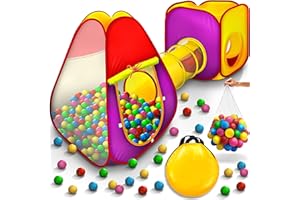 KIDUKU® 3-teiliges Bällebad Spielzelt Babyzelt + Krabbeltunnel + 200 Bälle + Tasche für drinnen und draußen