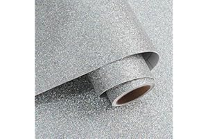 VaryPaper Papel Autoadhesivo Pared Plateado con Purpurina 40cmx200cm Vinilo Adhesivo Muebles Papel Para Forrar Muebles Adhesivo Papel de Pared Decorativo Salon Dormitorio Revestimiento de Paredes