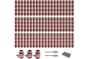 BRESUCNY 242 Pièces Tambour De Ponçage avec Boîte Gratuite, 80/120/180 Grains de Ponçage Comprenant 240 Pièces Bandes de Ponçage et 2 Pièces Tambour Mandrin pour Dremel Outils Rotatifs