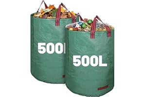 DNTORX 2 Pack 500L Large Garden Bag with Handles, Heavy Duty Garden Waste Bags,Reusable Green Sacks for Collecting Grass, Leaves Debris