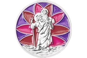 Fritz Cox Saint Christophe | belle représentation | Émaillage coloré | pour voiture ou porte-clés | bleu ou rouge