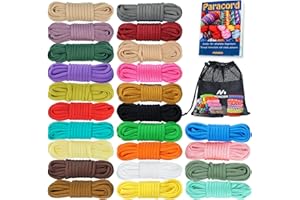 MONOBIN Paracord 550 Combo kit, 24 Colors 10ft Pacture Cord Rope with Instruction, Multifunction Para Cord for Making Bracelets, Lanyard, Dog Collar, Idea for Gift (24 Colors A, M)