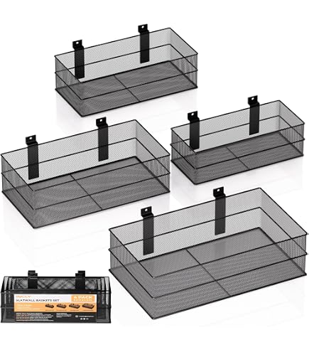 MOJIEZUO 4-Piece Slatwall Screwdriver Holder Set – Stainless Steel Tool Organizer Racks, 4 Styles For Garage, Shop, Craft Room