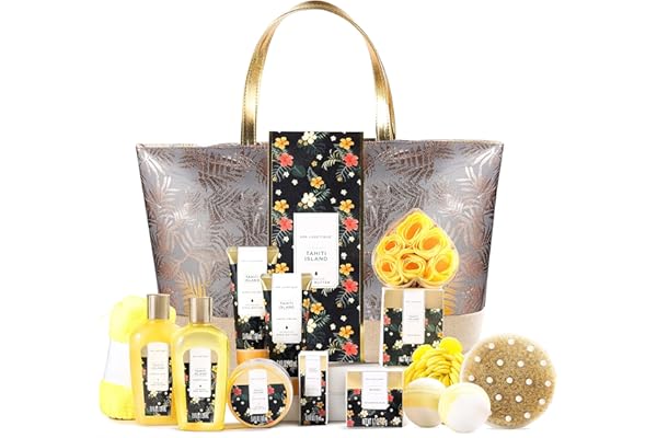 Spa Luxetique Coffret Cadeau Femme-15pcs Tropique Coffret de Bain avec le Beurre de Karité, Boules de Bain, Idée Cadeau pour l'Anniversaire, Cadeau Fête des Mères, Cadeaux Noël Saint Valentin