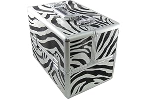 DynaSun BS355 36.5x27.5x24cm XXL Zebra Maletín Maquillaje Cosmética Estética Joyas Multiuso Caja Maleta Belleza Cofre Joyas Cabello Estuche
